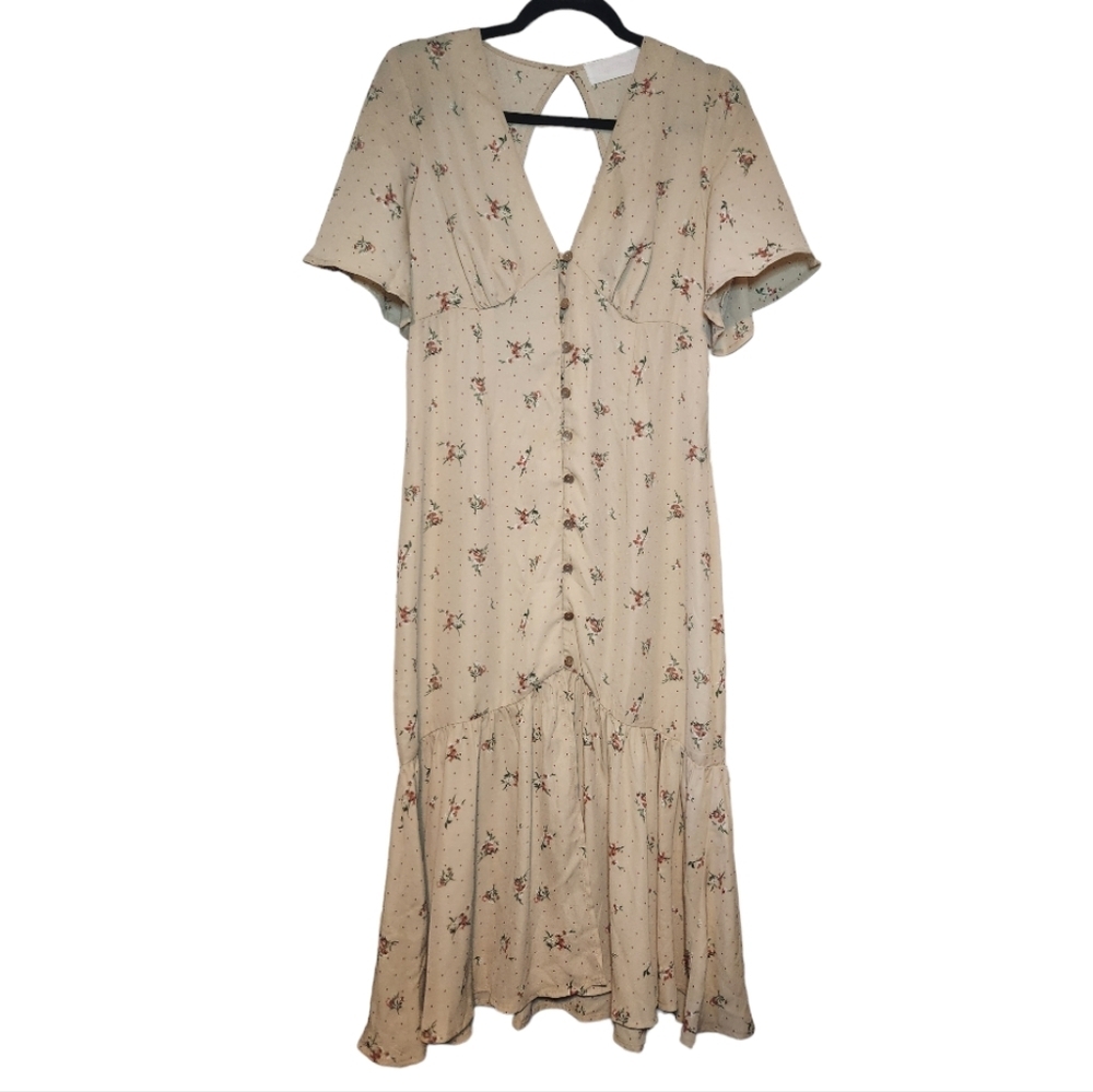 Superfoxx Floral Open Back Midi Dress Size L Summer - Picture 4 of 9
